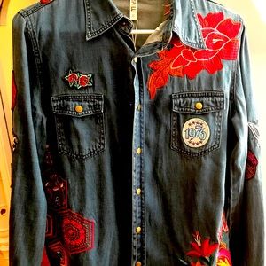 NWT Spell flower child denim shirt